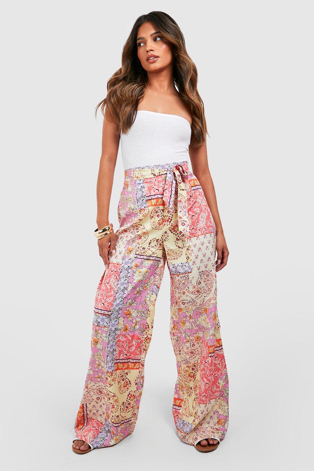 Wide leg clearance tie waist trousers