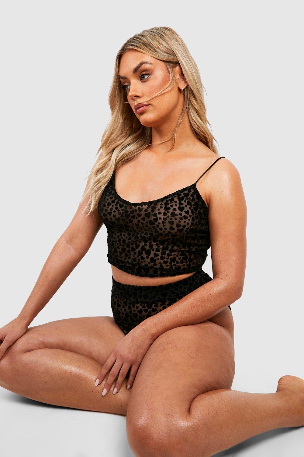 Grande taille Culotte taille haute en mesh a c urs boohoo FR