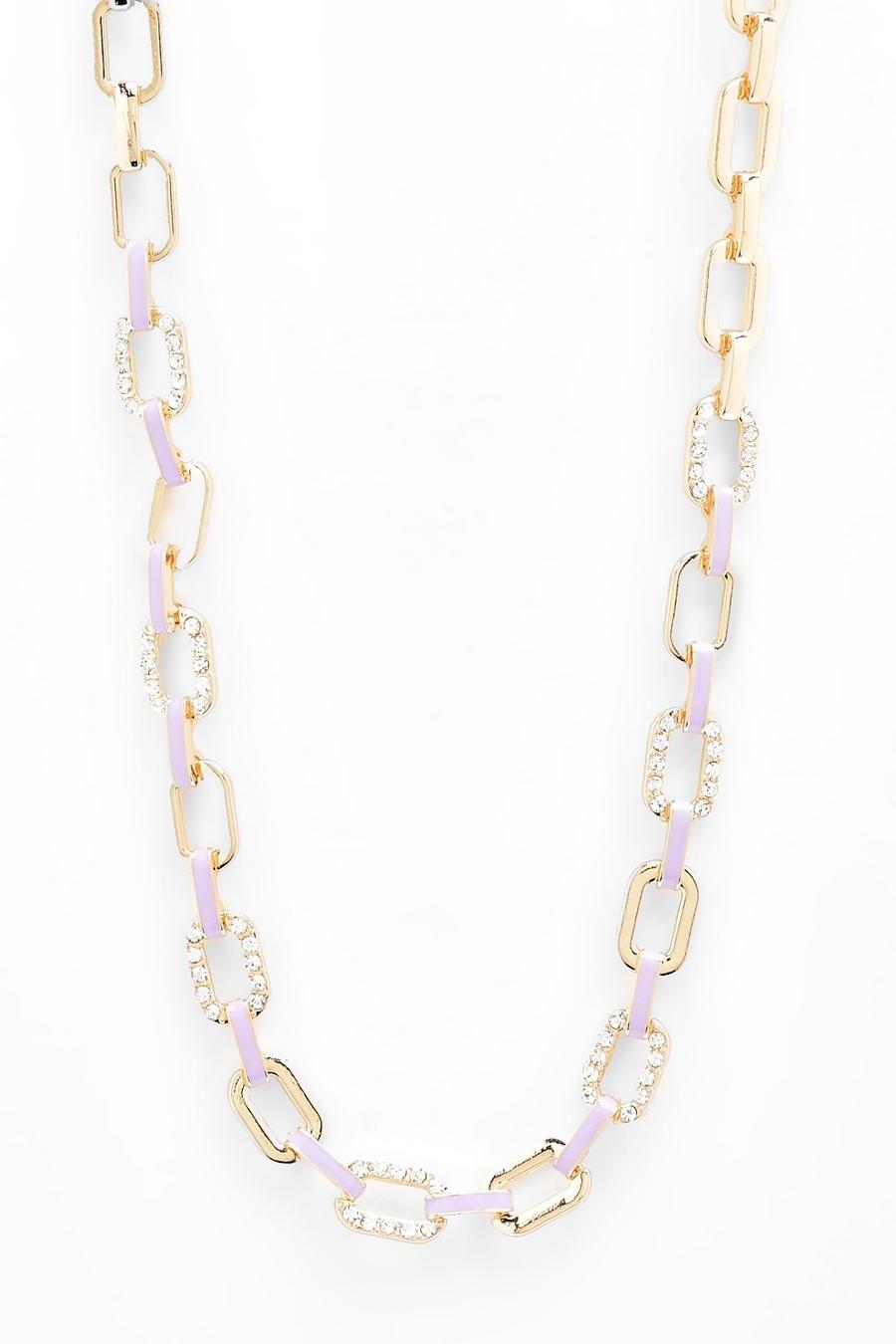 Lilac Crystal Chain Link Necklace