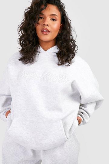 Grey Plus Dsgn Studio 3d Embroidered Oversized Hoodie