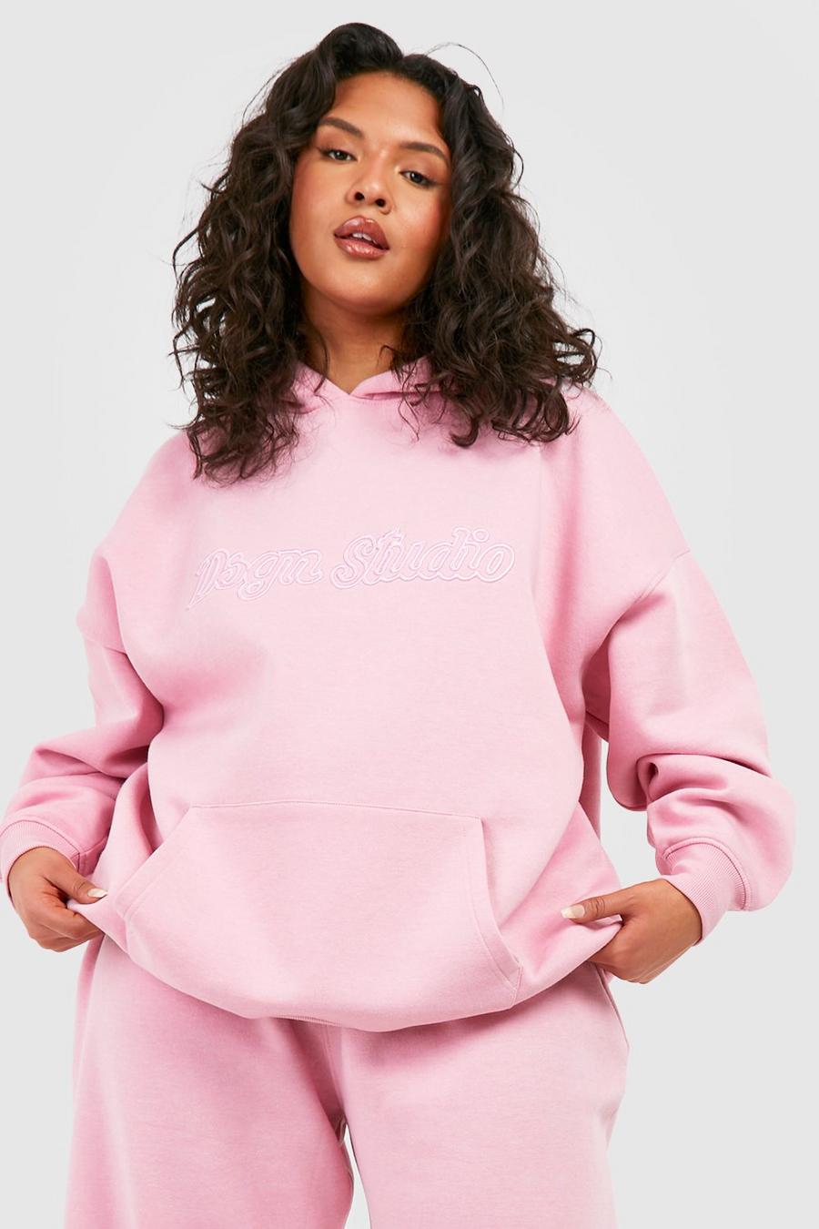Plus Dsgn Studio 3d Embroidered Oversized Hoodie, Pink rosa