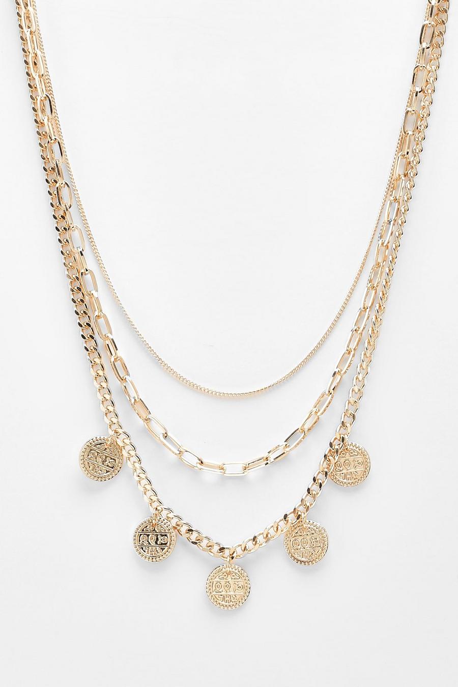 Gold Coin Multirow Necklace image number 1