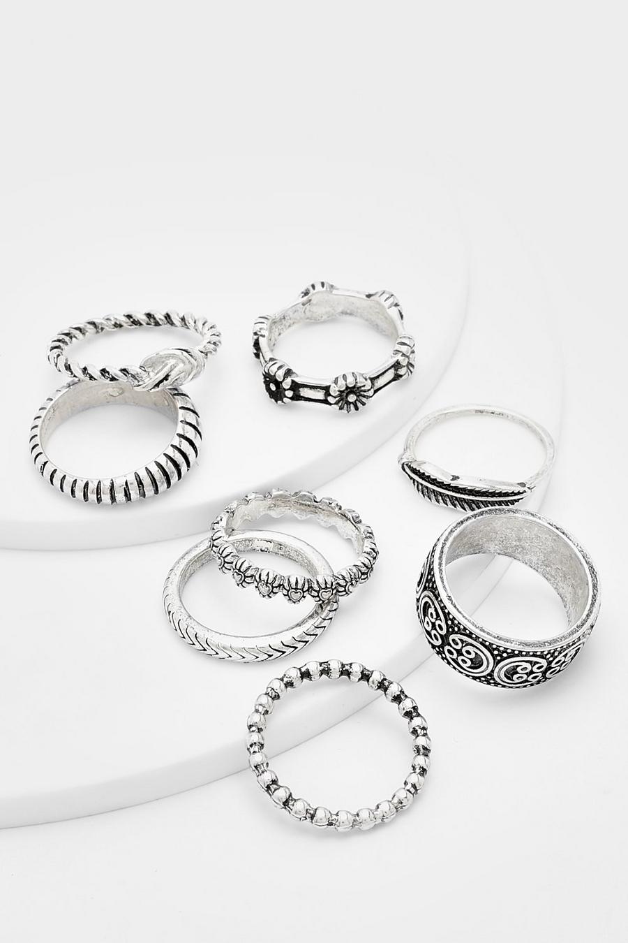 Multipaquete de anillos apilables refinados, Silver image number 1