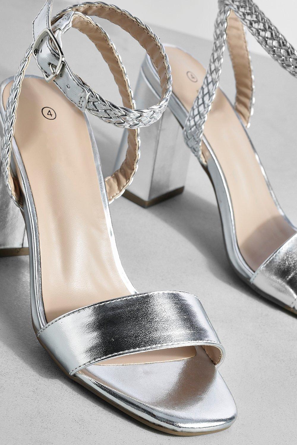 Boohoo silver shop block heels