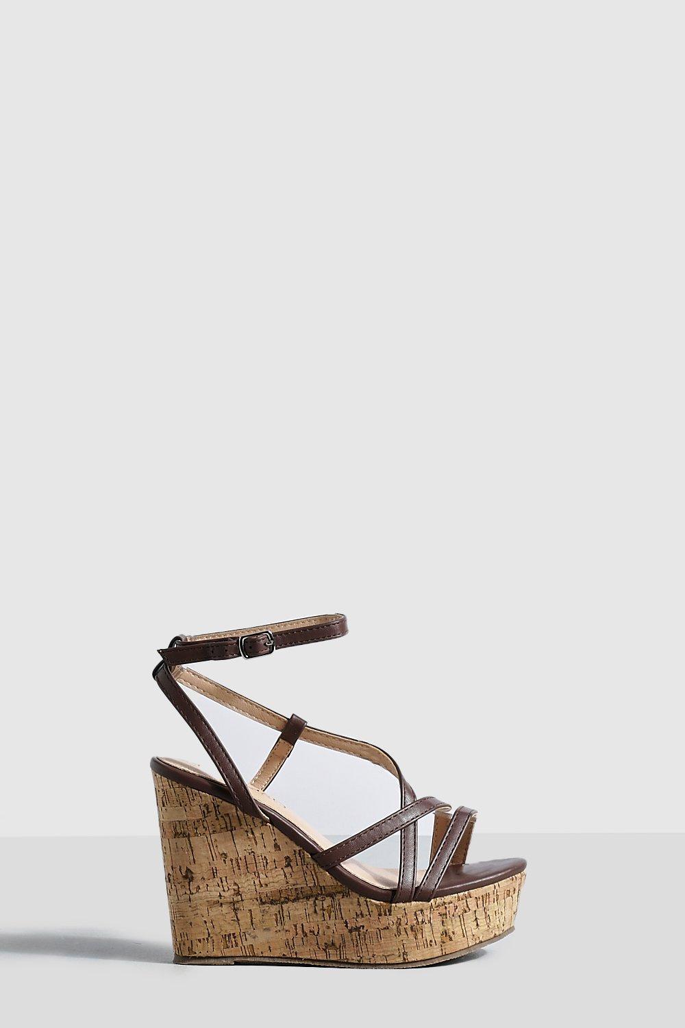 Strappy hot sale cork wedges