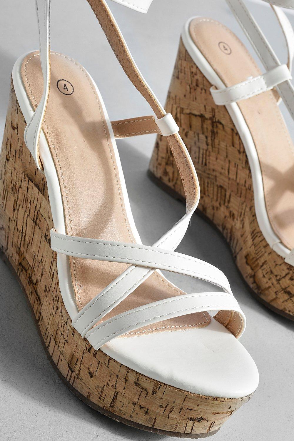 Wide Width Skinny Strap Cork Wedges
