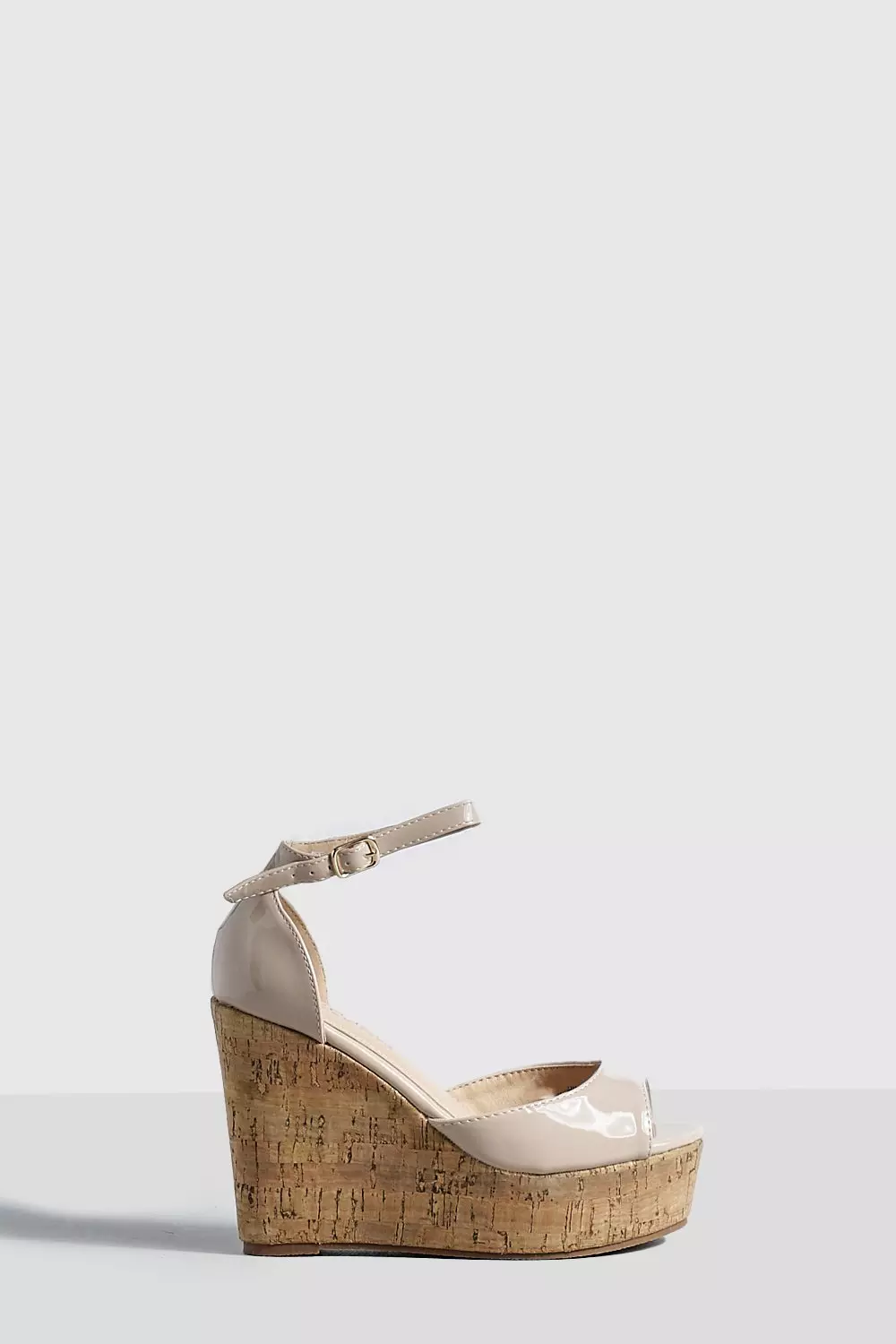 Nude Patent Peep Toe 2 Part Wedges alternative image