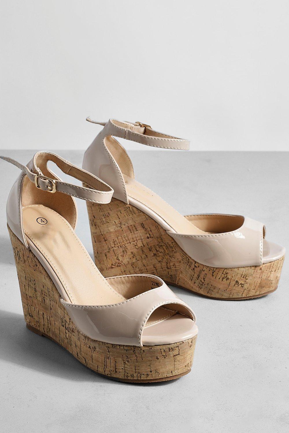 Patent Peep Toe 2 Part Wedges