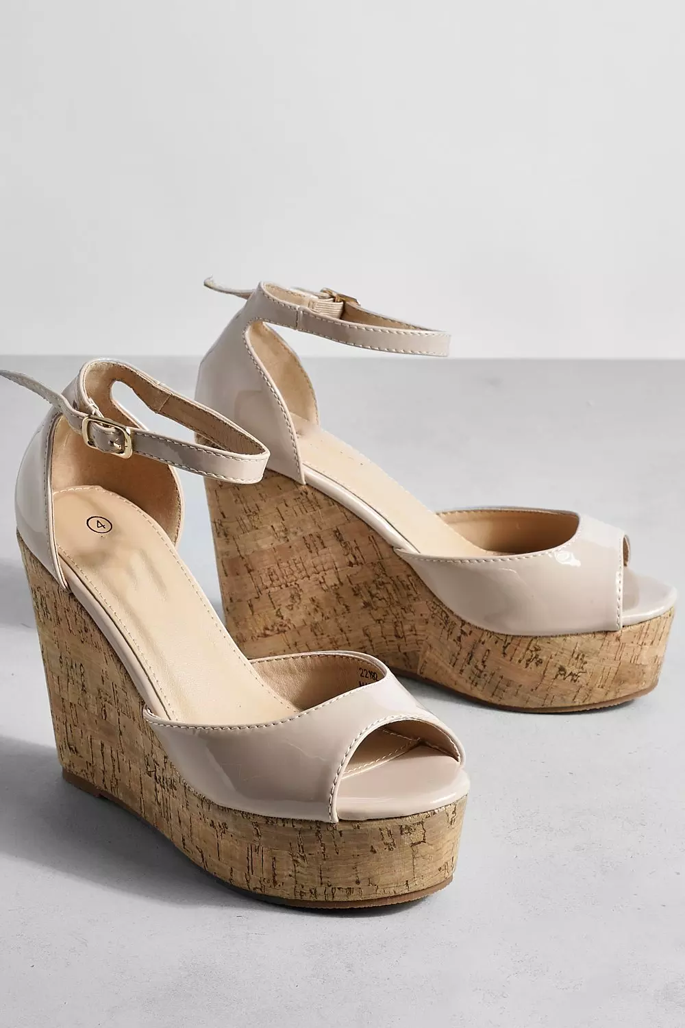 Nude Patent Peep Toe 2 Part Wedges alternative image