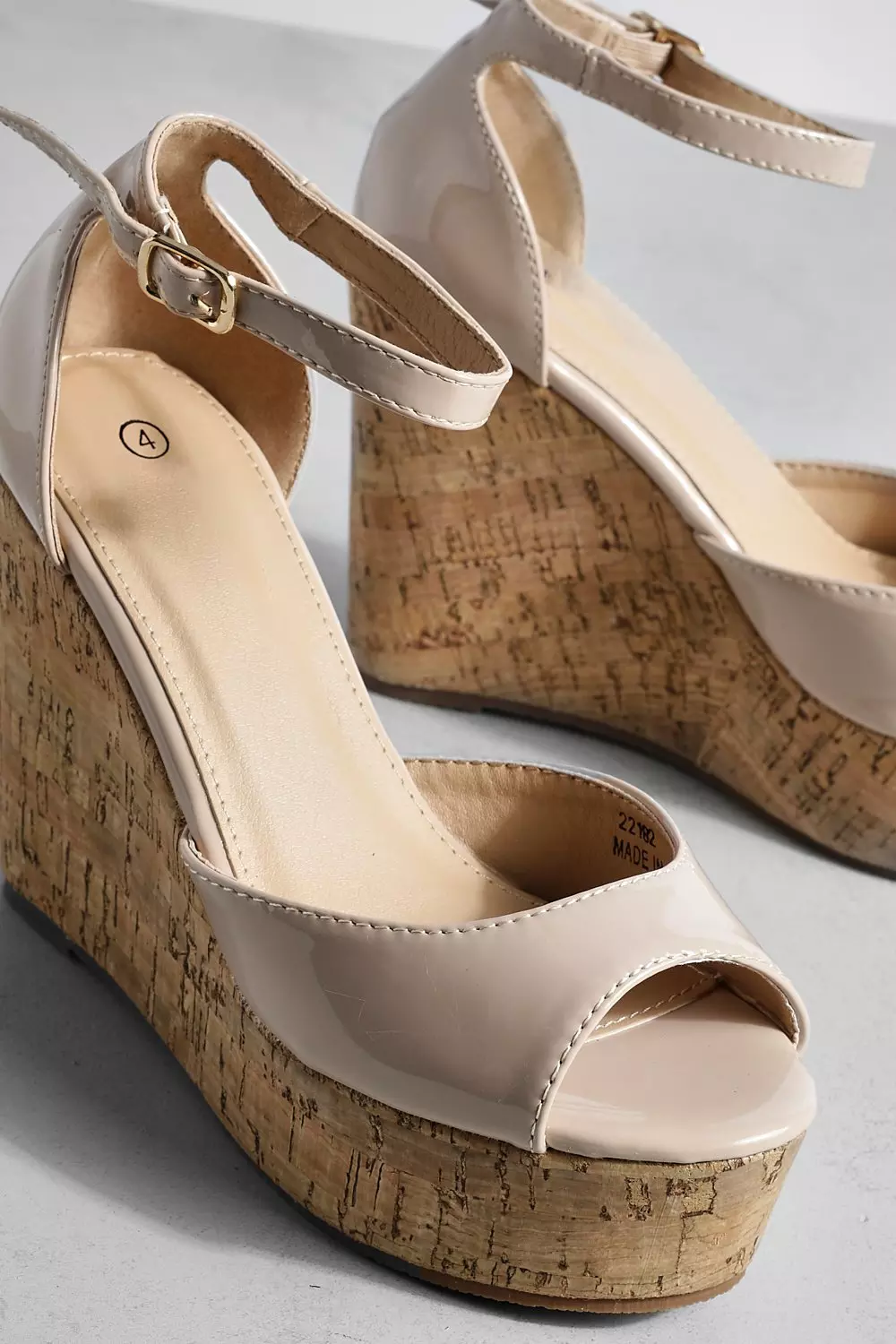 Nude Patent Peep Toe 2 Part Wedges alternative image