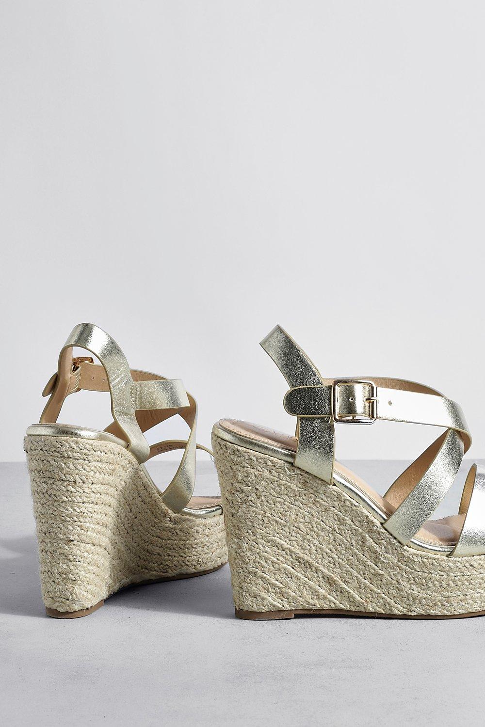 Gold wedges hot sale boohoo