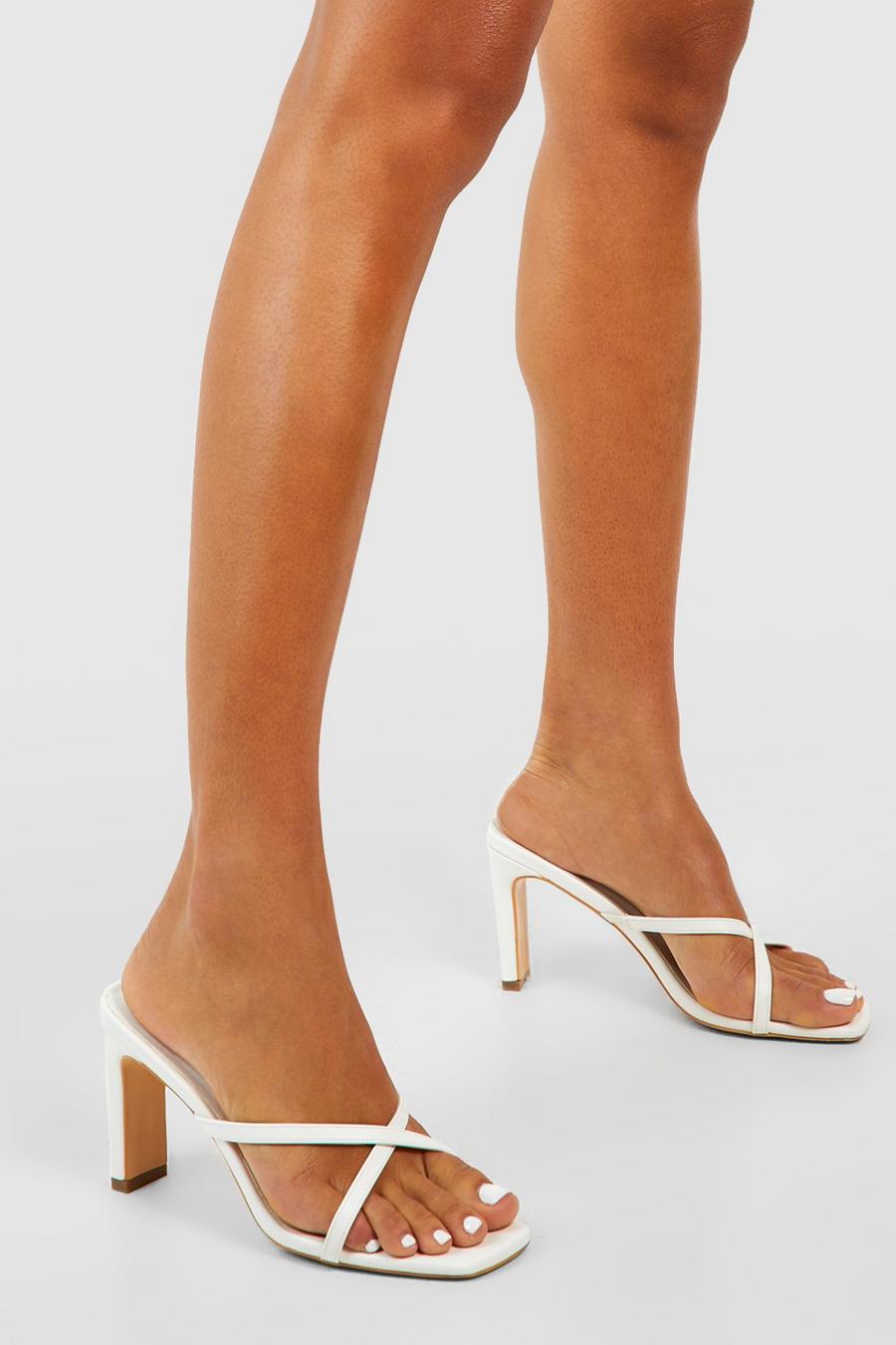 White Crossover Heeled Mule 