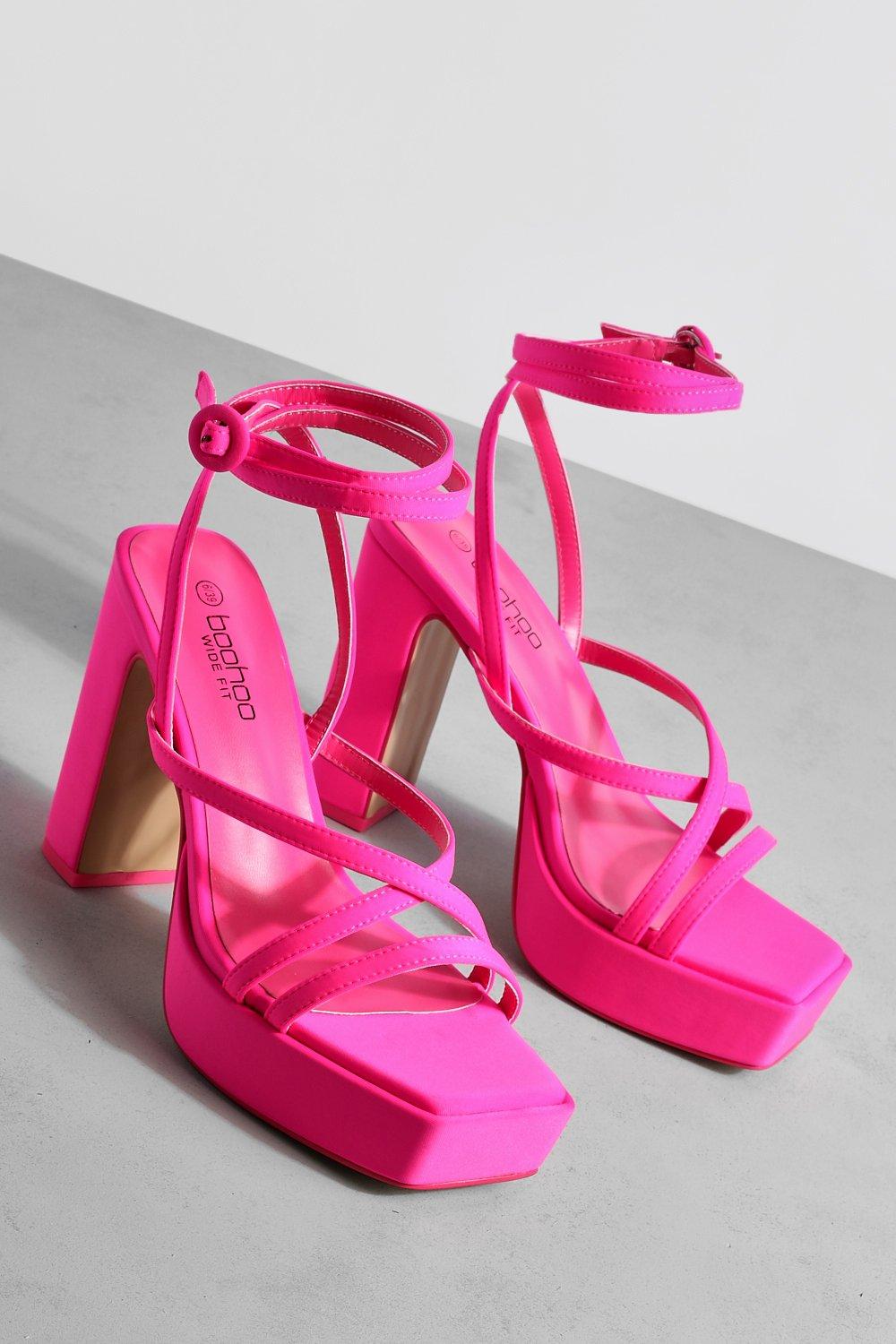 Wide Fit Crossover Strap Square Toe Platforms boohoo