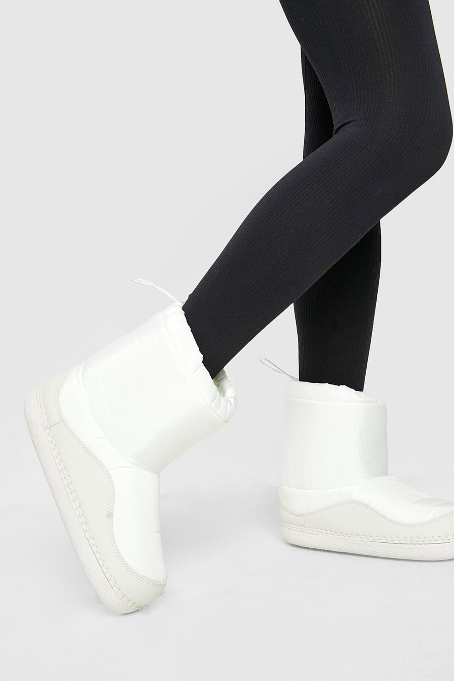 White Padded Snug Boots  image number 1
