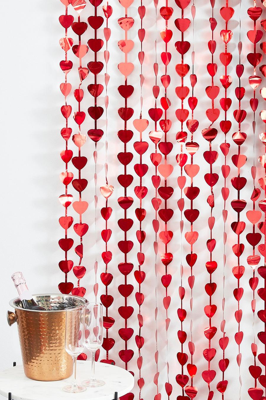 Red Ginger Ray Valentines Heart Fringe Curtain Back Drop image number 1