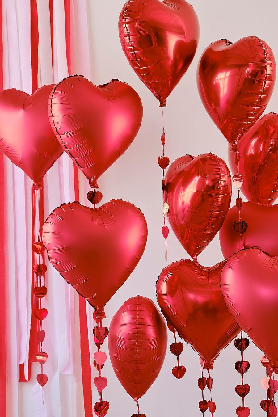 Red Ginger Ray Valentines 12 Heart Foil Balloons image number 1