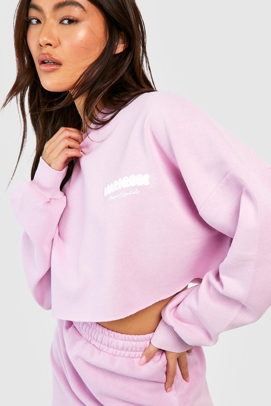 Kurzes Slogan Sweatshirt, Lilac image number 1