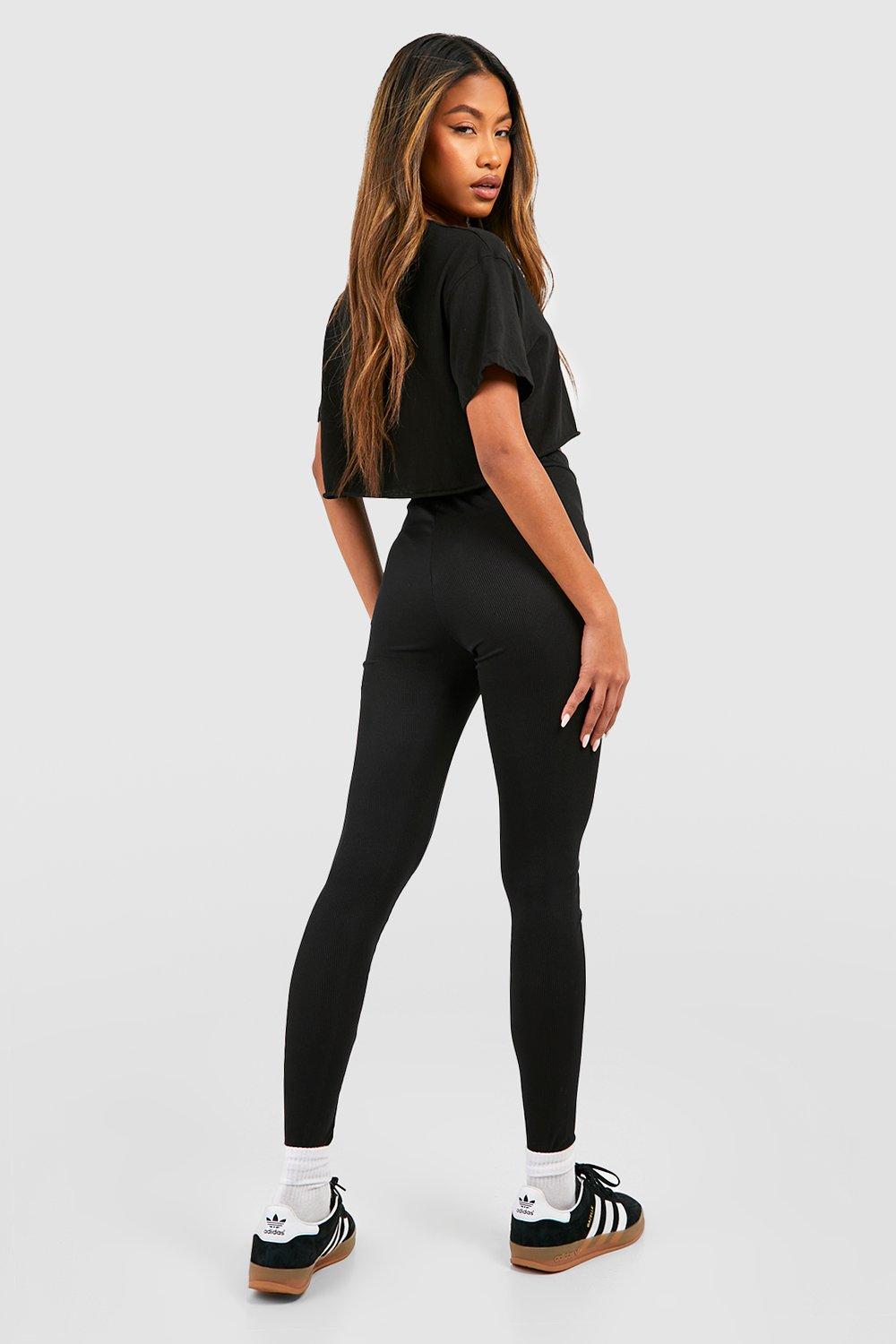 Rib Drawstring High Waisted Leggings