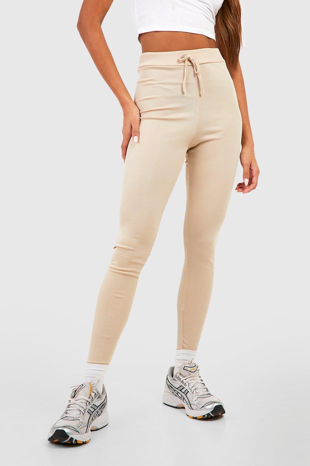 Stone Rib Drawstring Waist Leggings, Bottoms