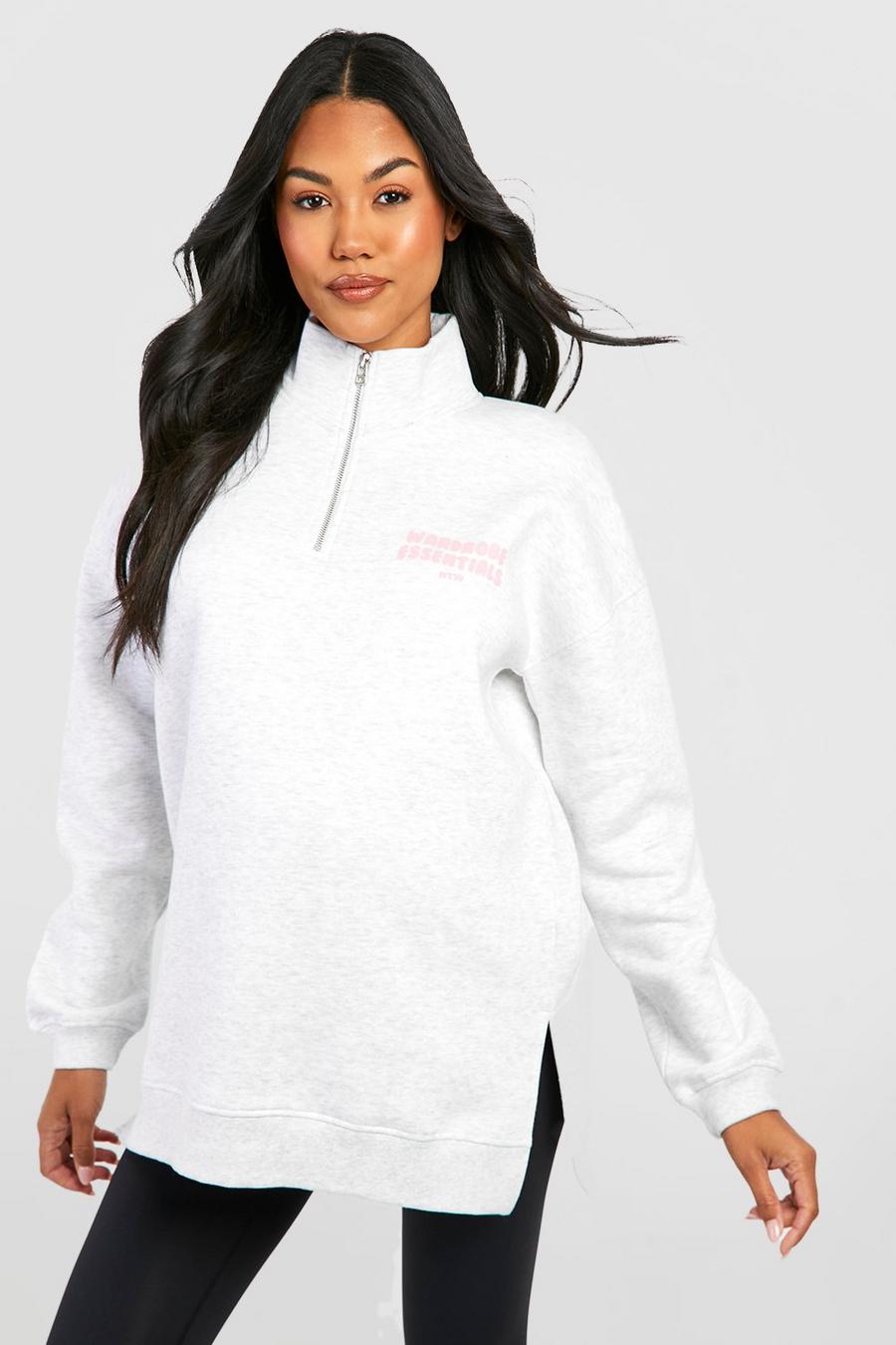 Ice grey Maternity Wardrobe Essentials Half Zip Sweatshirt