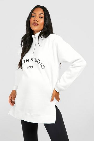 Maternity Dsgn Studio Half Zip Sweatshirt ecru