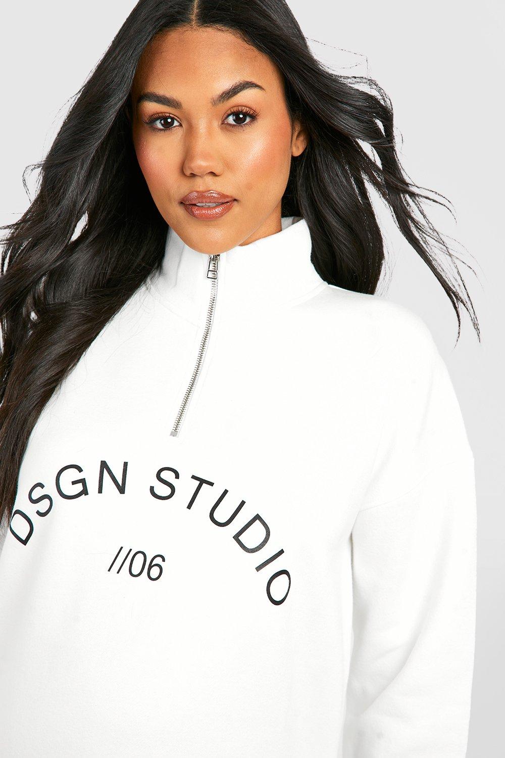 Half zip sweatshirt discount boohoo