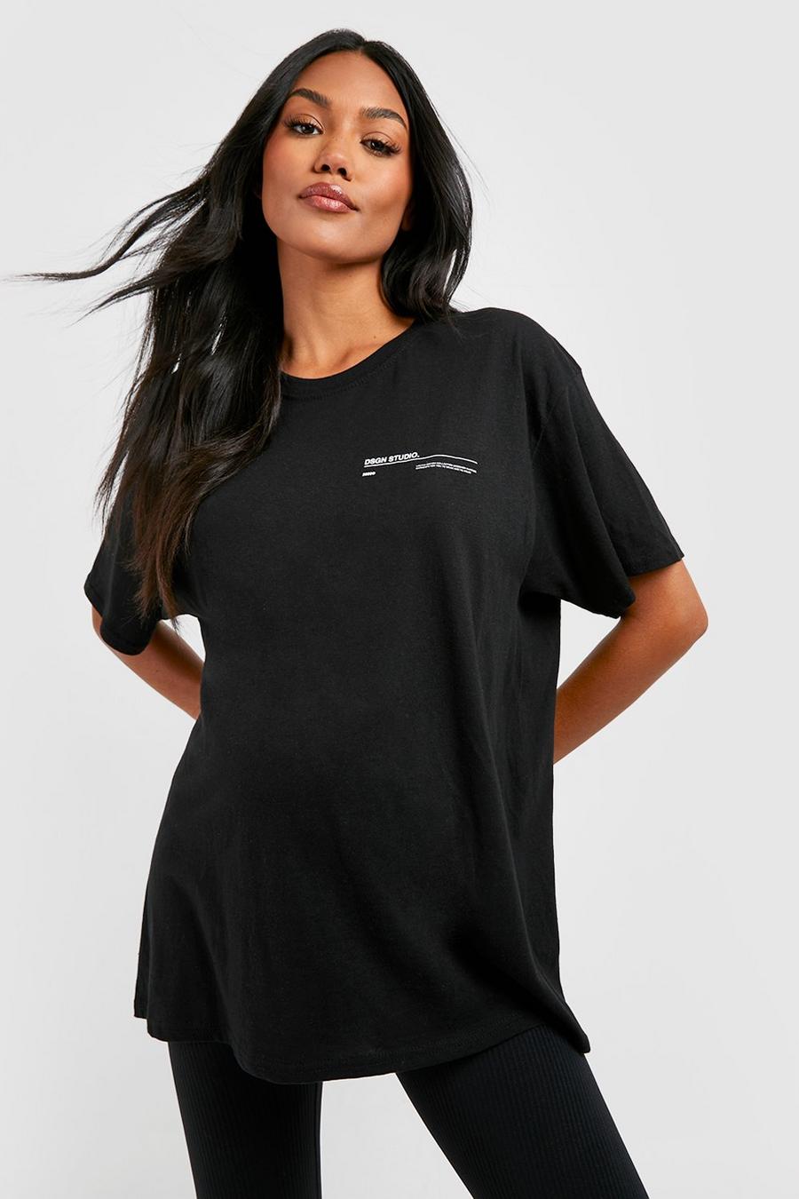 Maternité - T-shirt de grossesse oversize à slogan Dsgn Studio, Black