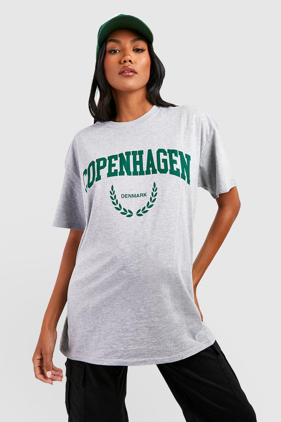 Umstandsmode Oversize T-Shirt mit Copenhagen Print, Grey marl grau