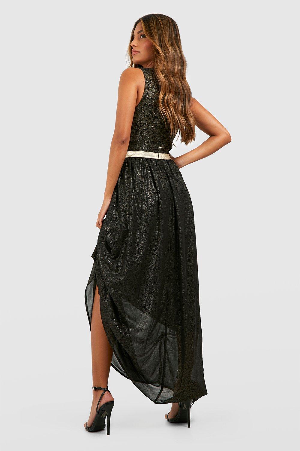 Metallic hot sale dress boohoo