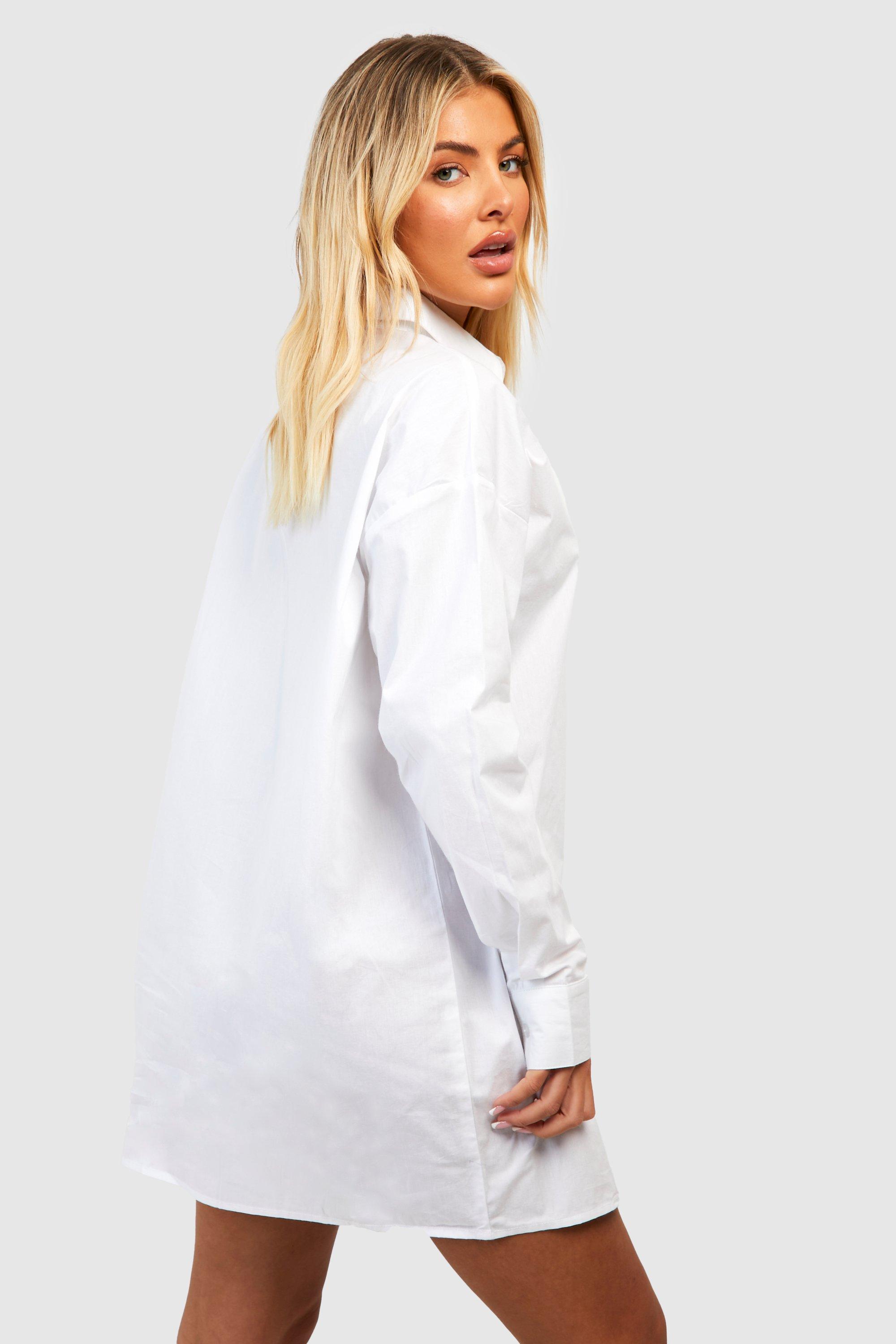 Oversized Katoenen Blouse Jurk boohoo