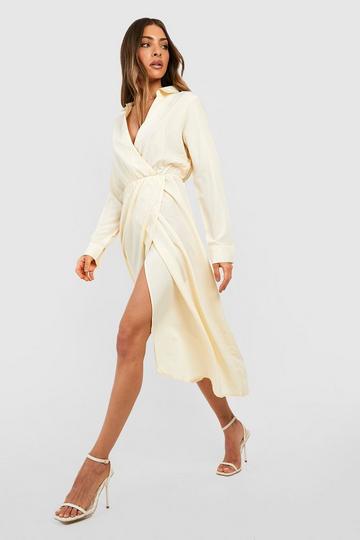 Wrap Midi Shirt Dress stone