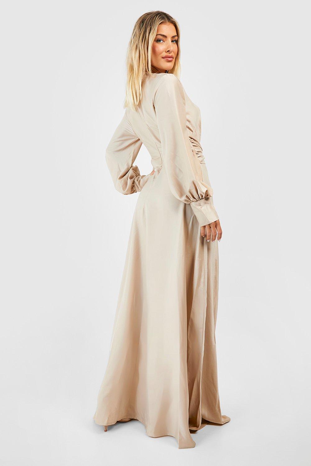 Satin Twist Front Maxi Dress | boohoo USA