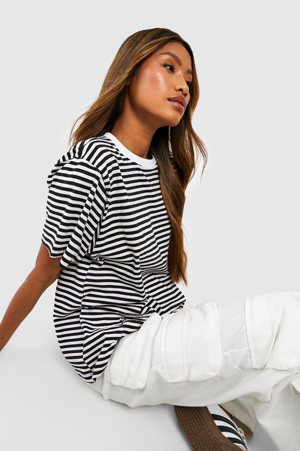 Stripe Shoulder Pad T-Shirt