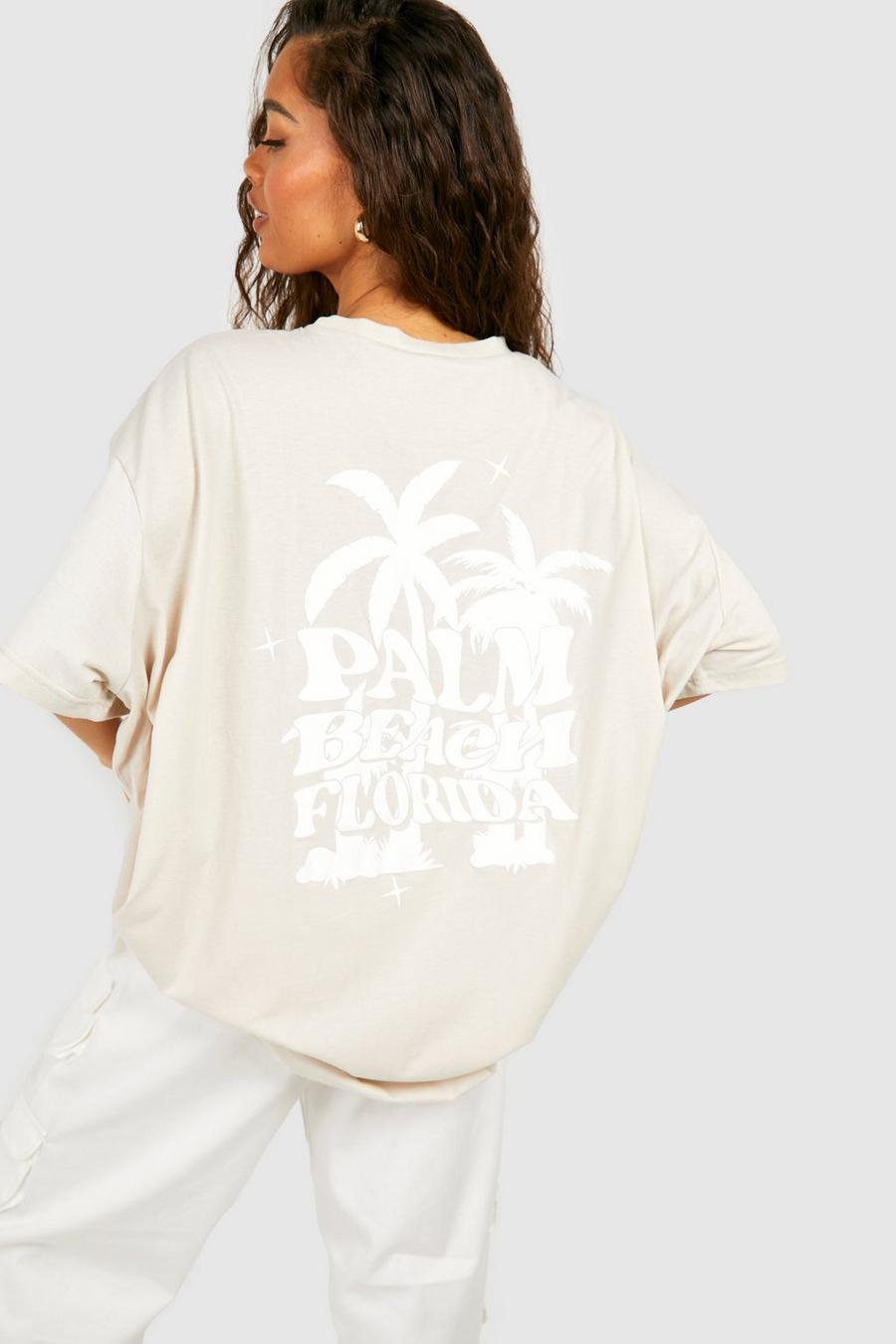 Stone Palm Beach Back Print Oversized T-Shirt image number 1
