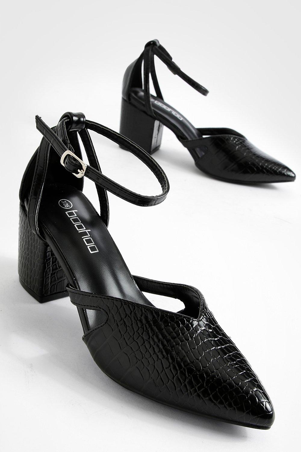 Croc Cut Out Detail Pointed Heels