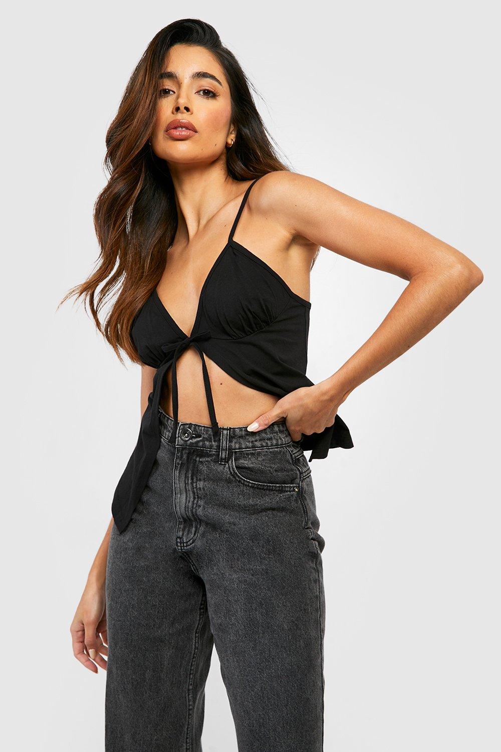 Strappy Tie Front Top | boohoo USA