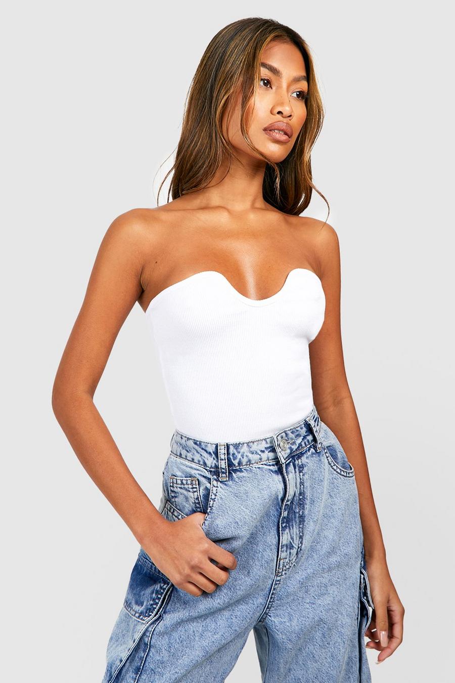 White Rib Bandeau Top image number 1