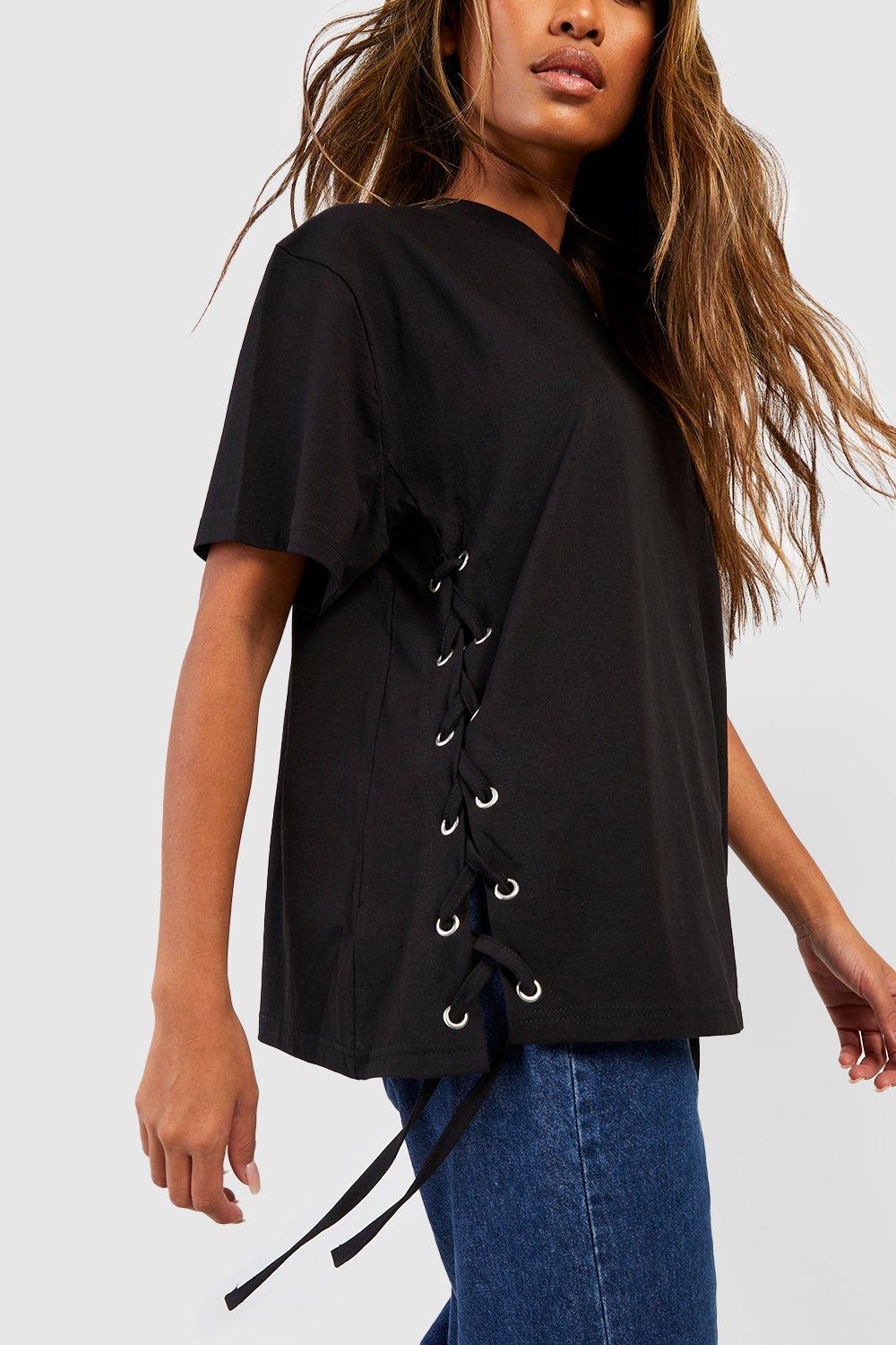 Lace up 2025 sleeve shirt