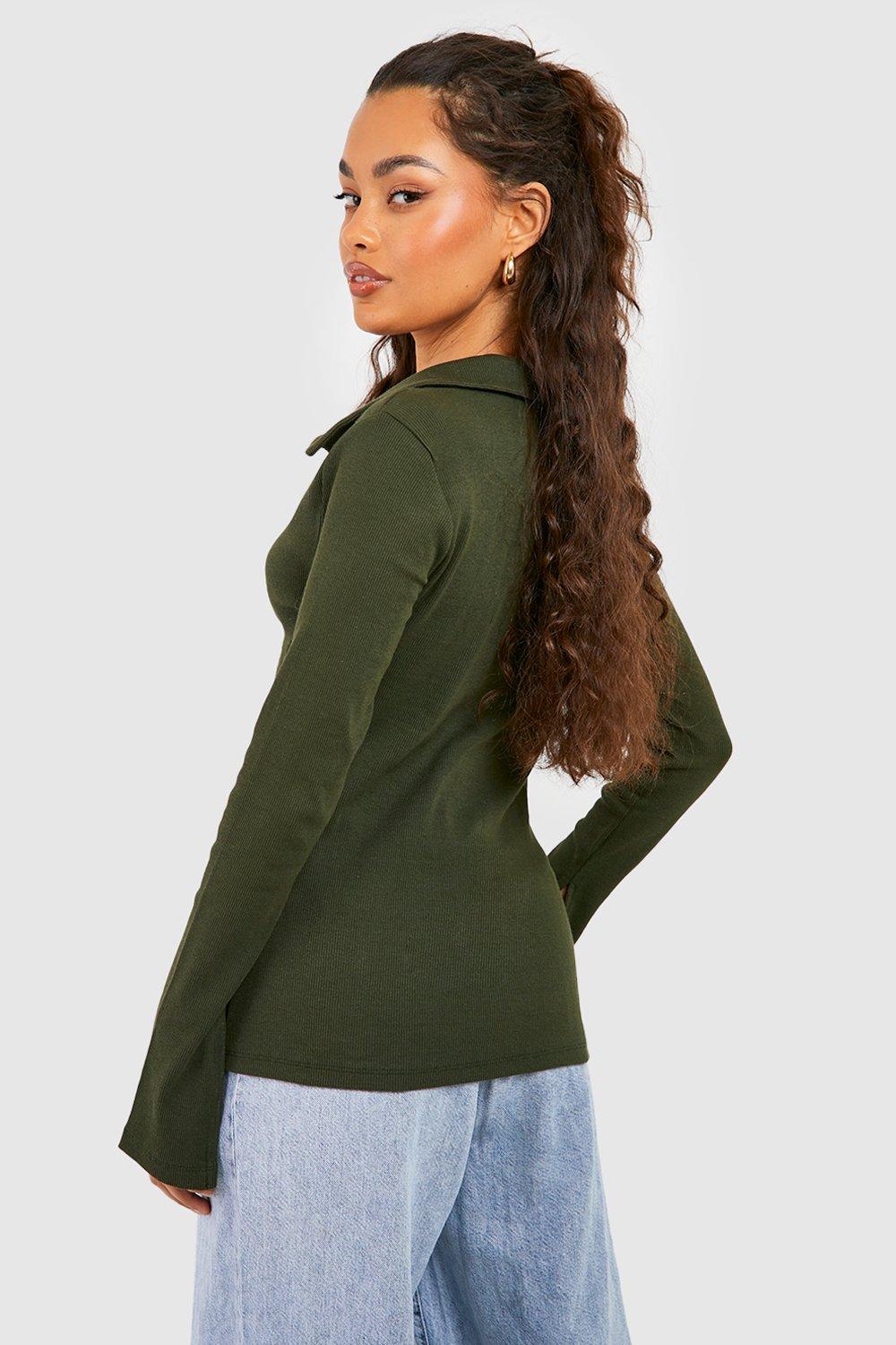 Hook And Eye Ribbed Open Shirt | boohoo