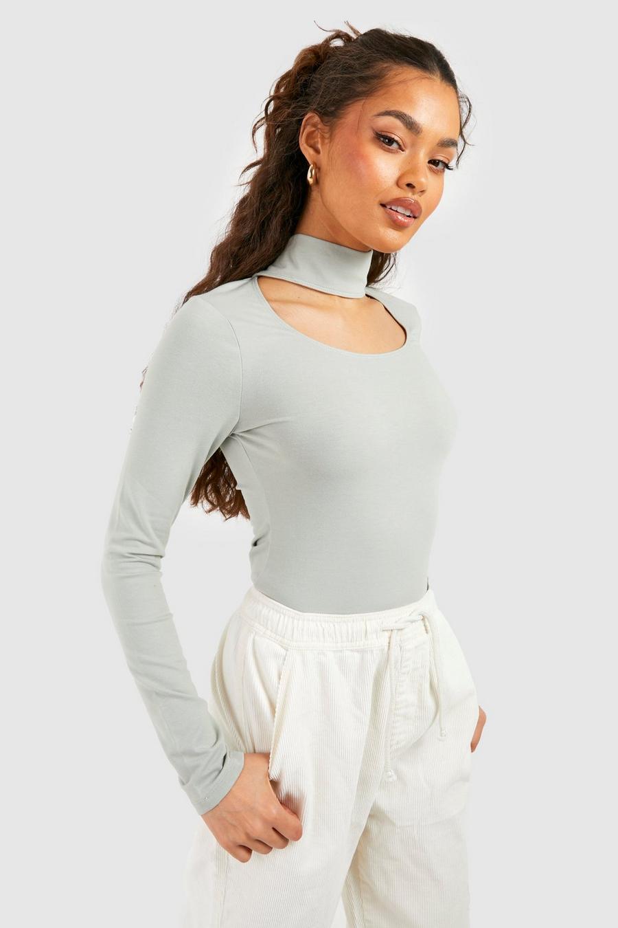 High Neck Cut Out Top, Sage gerde