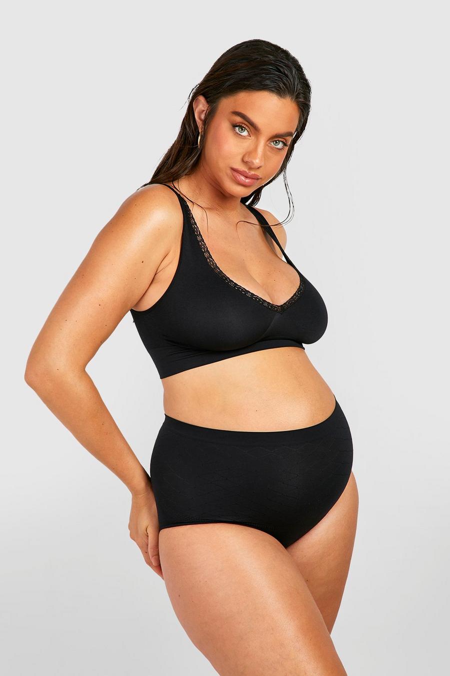 Black Maternity Seamless Over Bump Brief image number 1