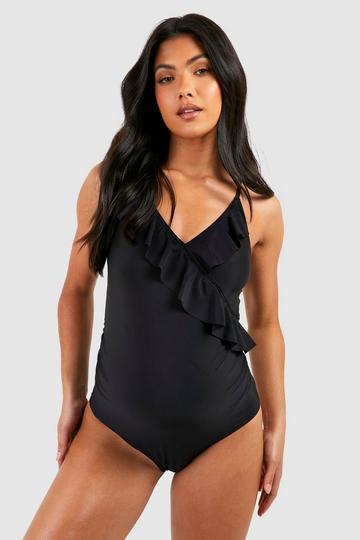 Maternity Frill Detail Strappy Swimsuit black