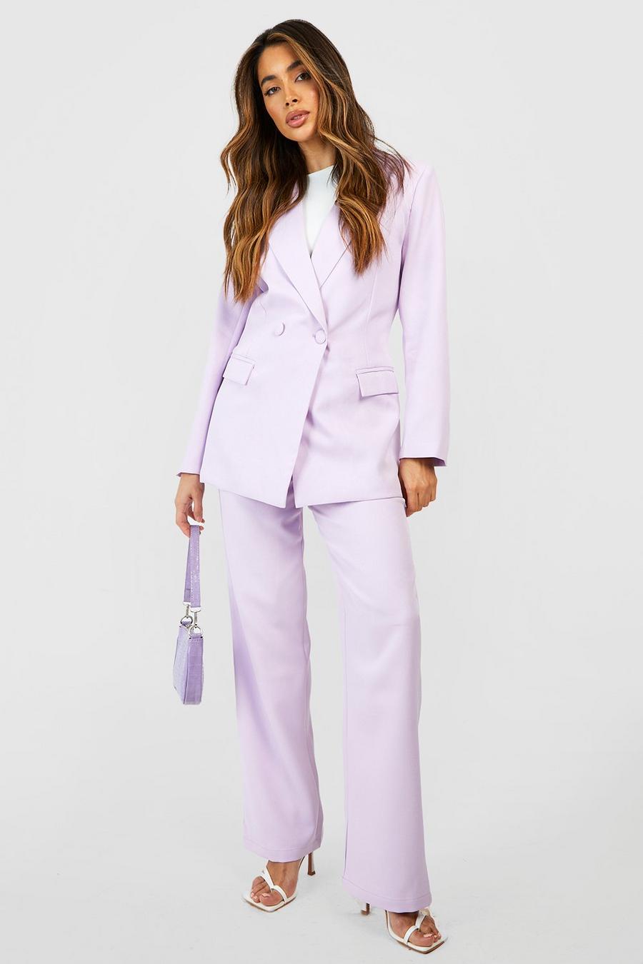 Lilac purple Wide Leg Tailored Trousers 