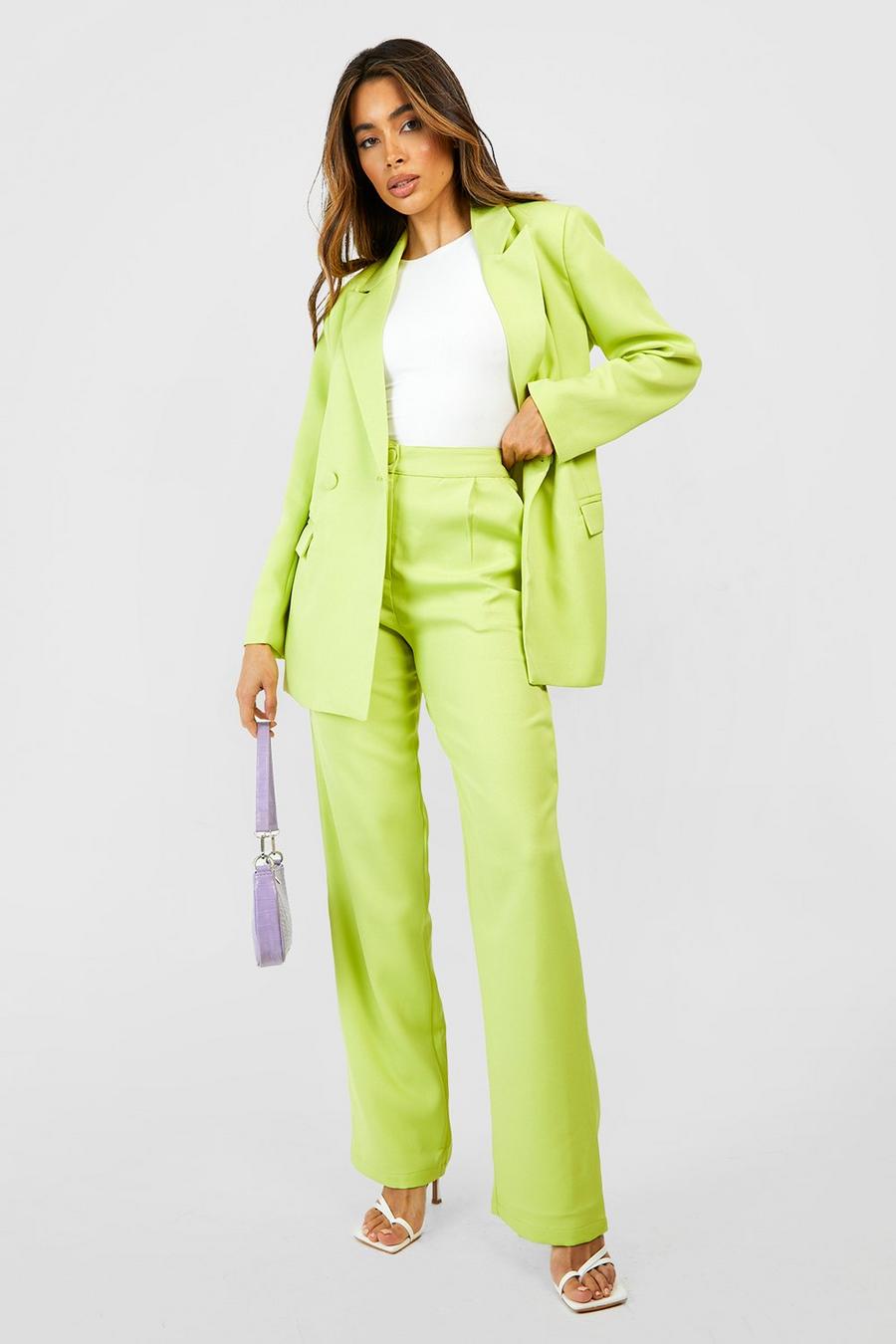 Lime gerde Wide Leg Tailored Trousers 
