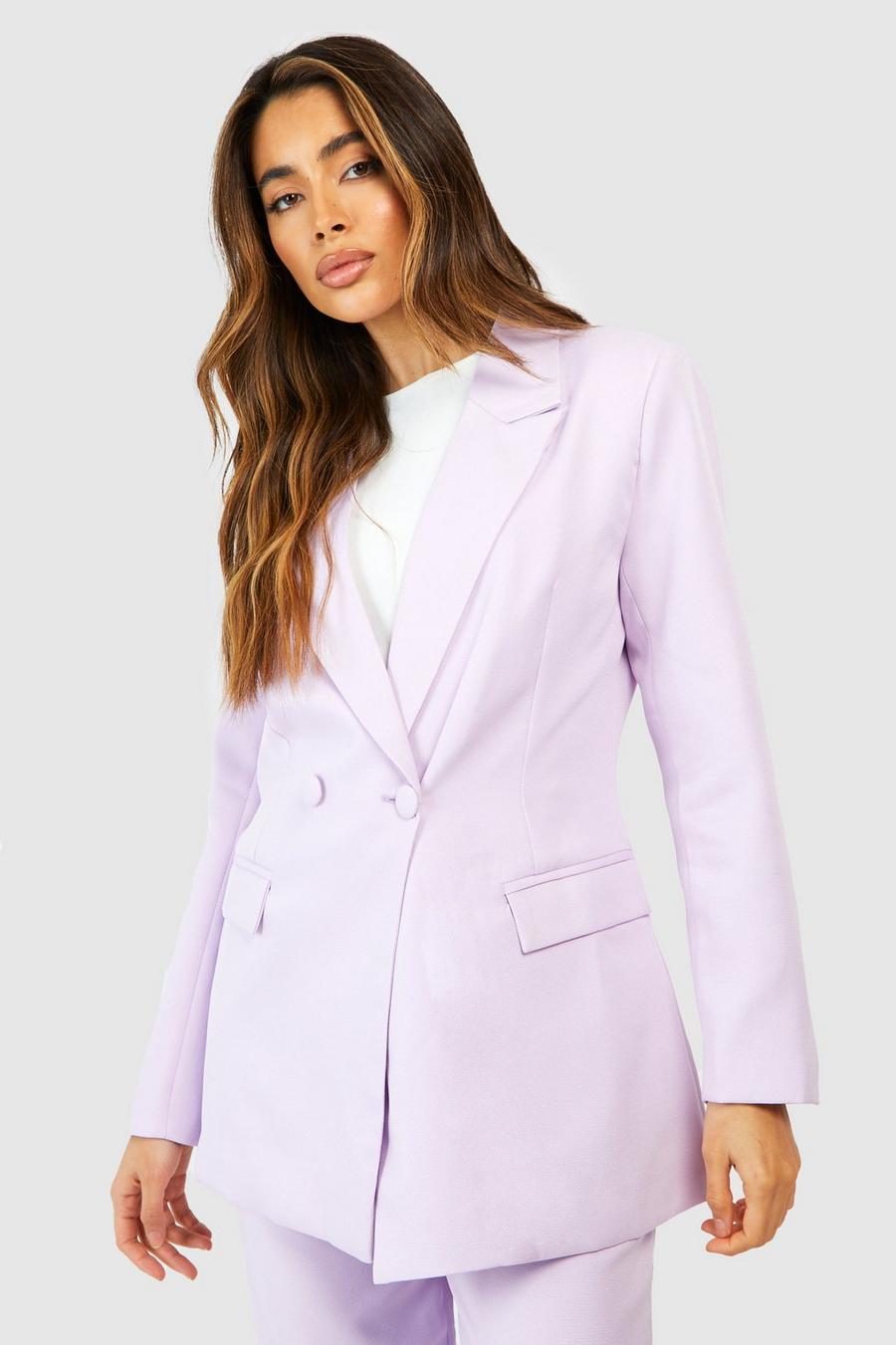 Lilac Fitted Double Breasted Tailored Blazer image number 1