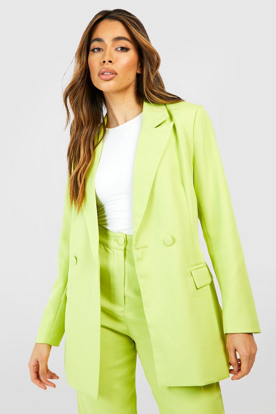 Lime Fitted Double Breasted Tailored Blazer