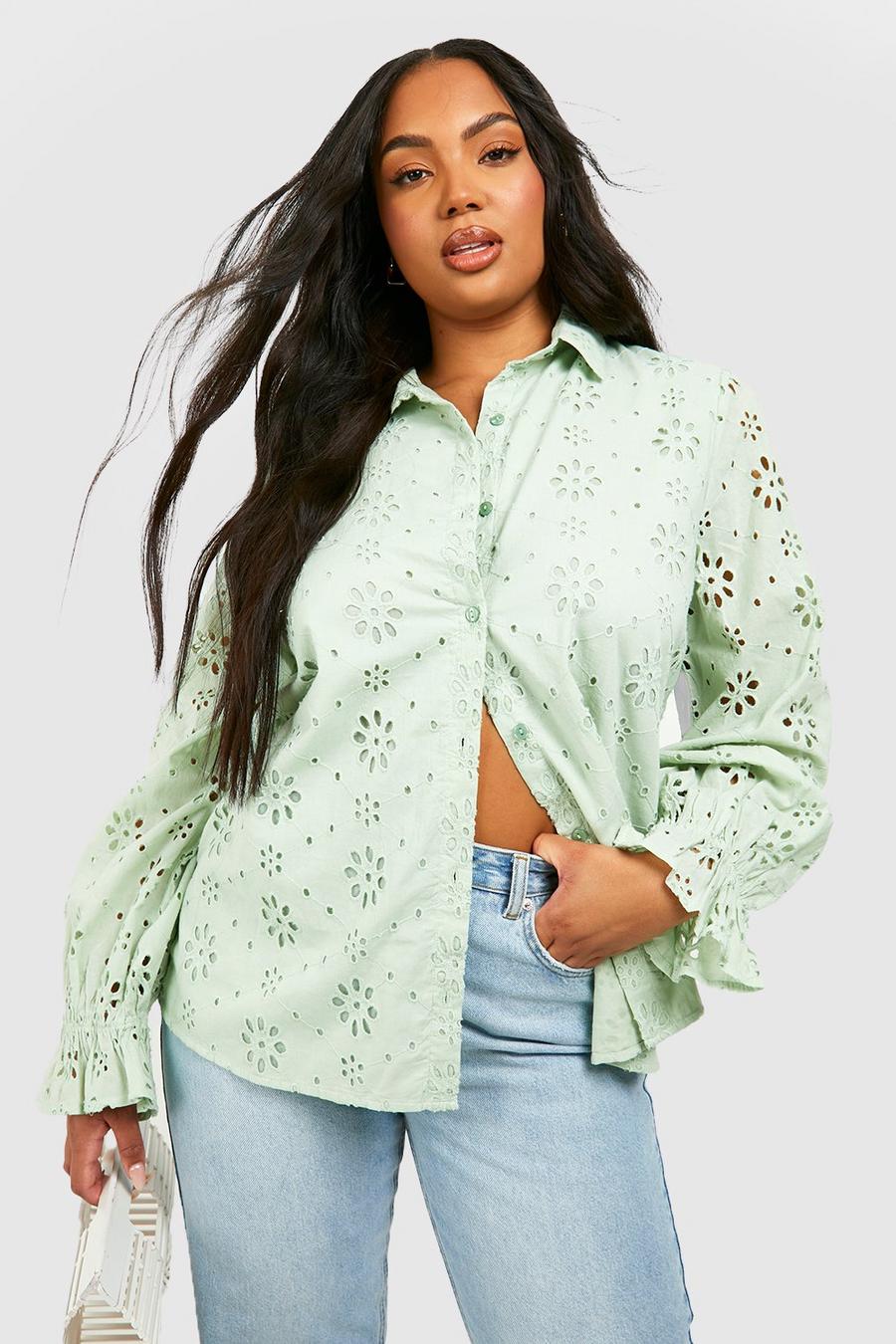 Mint Plus Broderie Frill Cuff Shirt image number 1