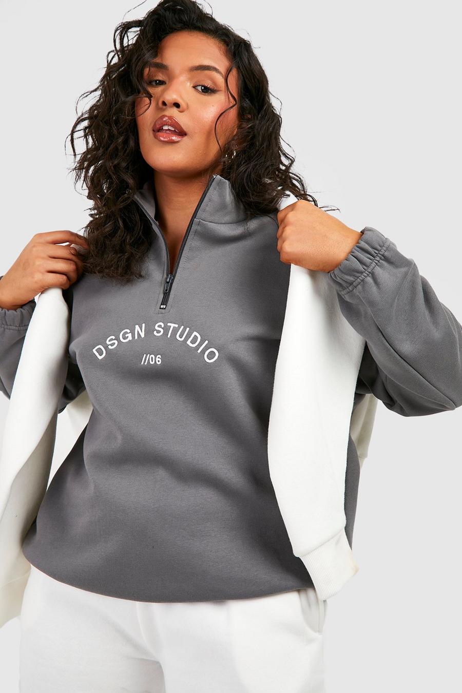 Charcoal Plus Dsgn Studio Half Zip Sweatshirt 