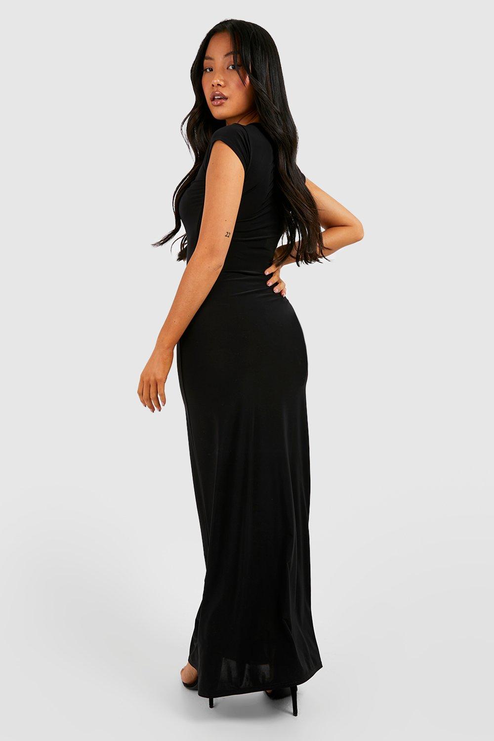 Boohoo long 2024 black dress