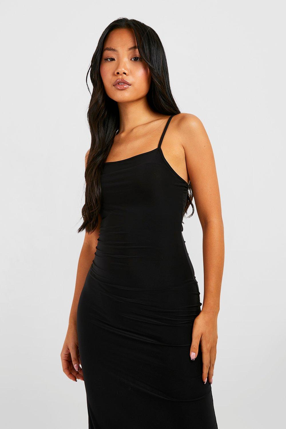 Boohoo Strappy Square Neck Longline Corset Top in Black